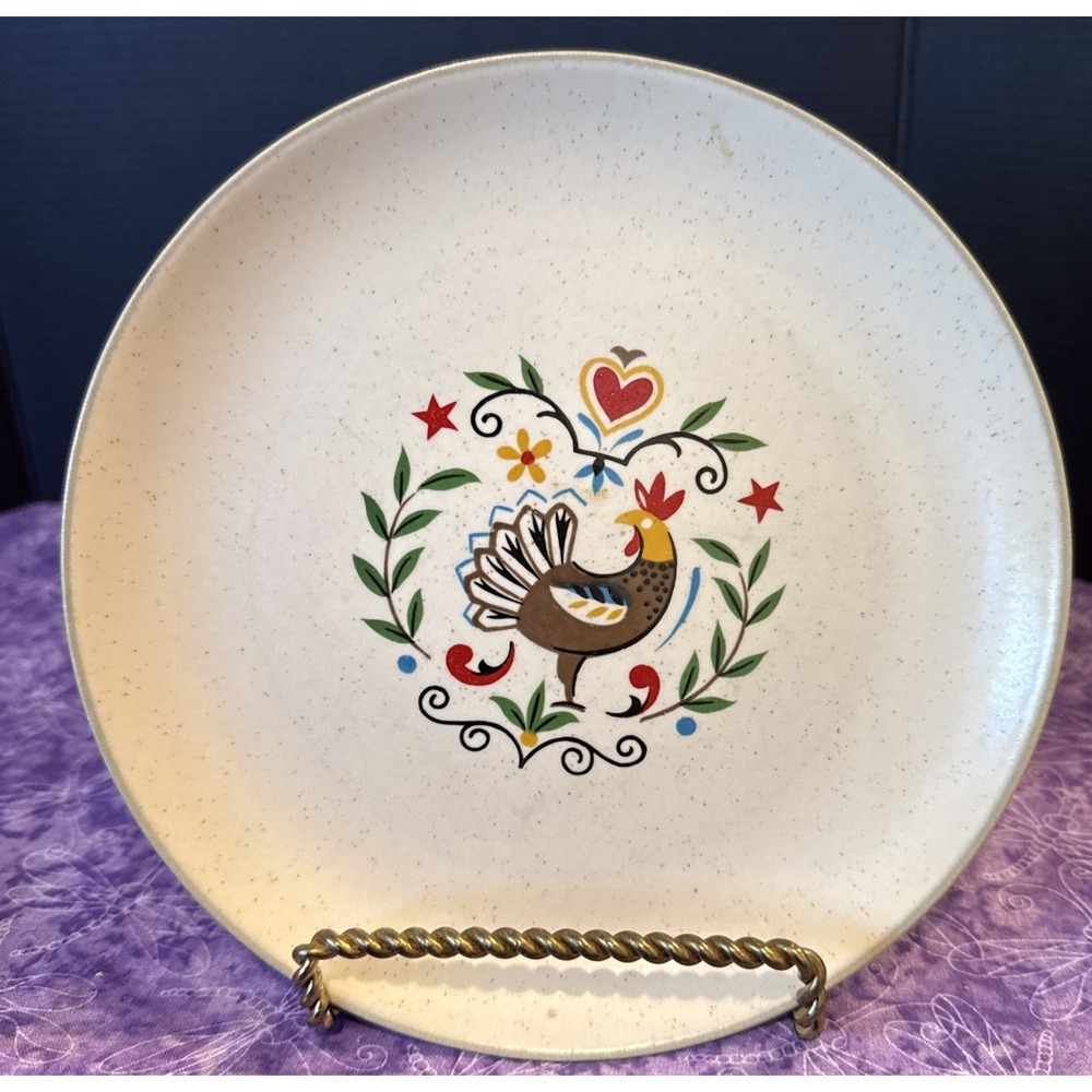 Harker Stoneware Country Style Early Morning Rooster Chicken Salad Plate 7 Inch‎